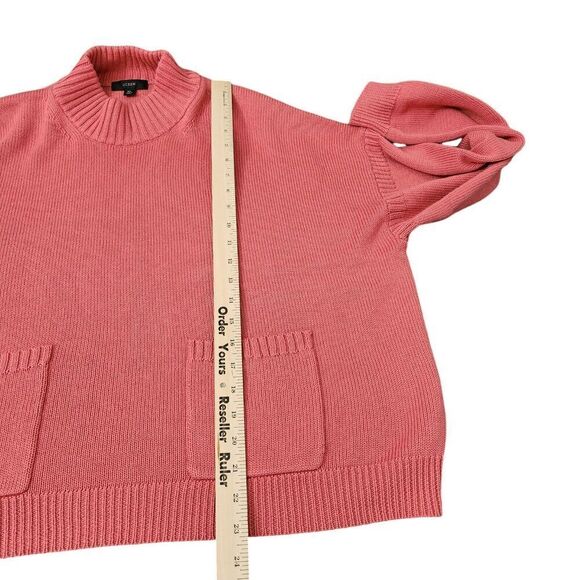 J.‎ Crew Sweater Womens XL Dusty Pink Cashmere Cotton Patch Pockets Mock Neck - Picture 10 of 10